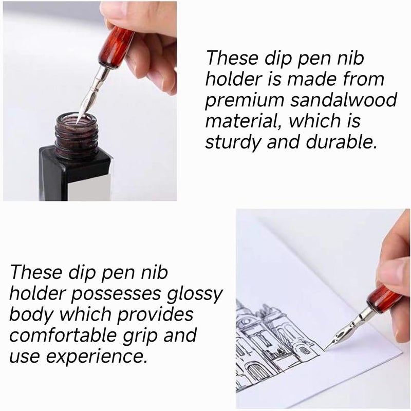 Kodrily 5Pcs Dip Pen Holder, Wood Comic Nib Holder, 5.91in Wooden Pen Nib Holder Wood Cartoon Comic Pen Nib Holder Comfortable Grip for Calligraphy Writing Signing, Cartooning Sketching - Image 5